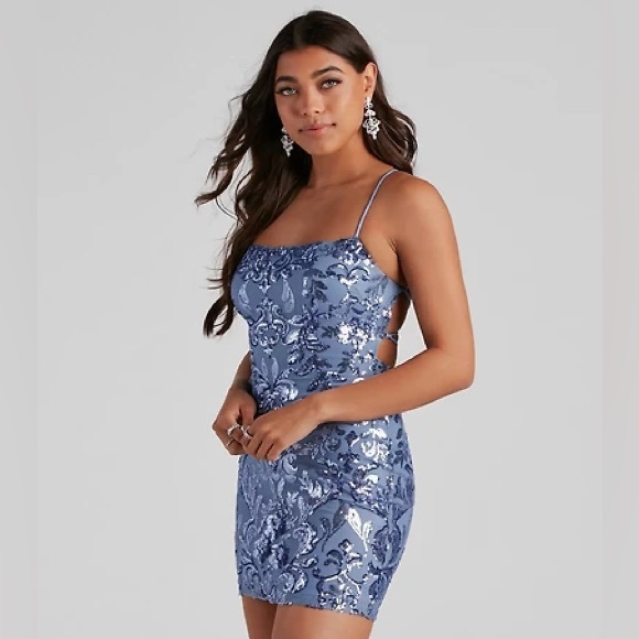 Windsor Dresses & Skirts - Windsor Strapless Navy Sequin Dress